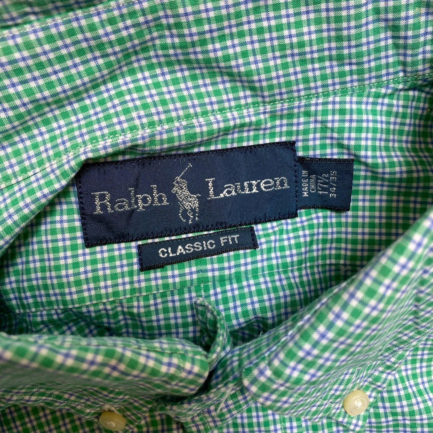 Ralph Lauren Formal Shirt Mens XL Green Checkered Classic Fit Logo Button Up
