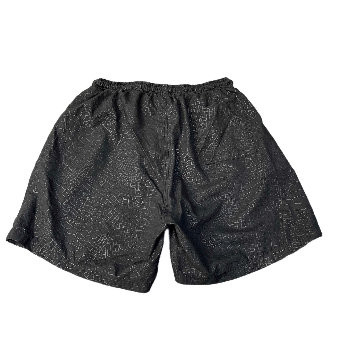 Lacoste Swim Trunks Board Shorts Men XS 27" Waist Black All Over Crocodile Skin