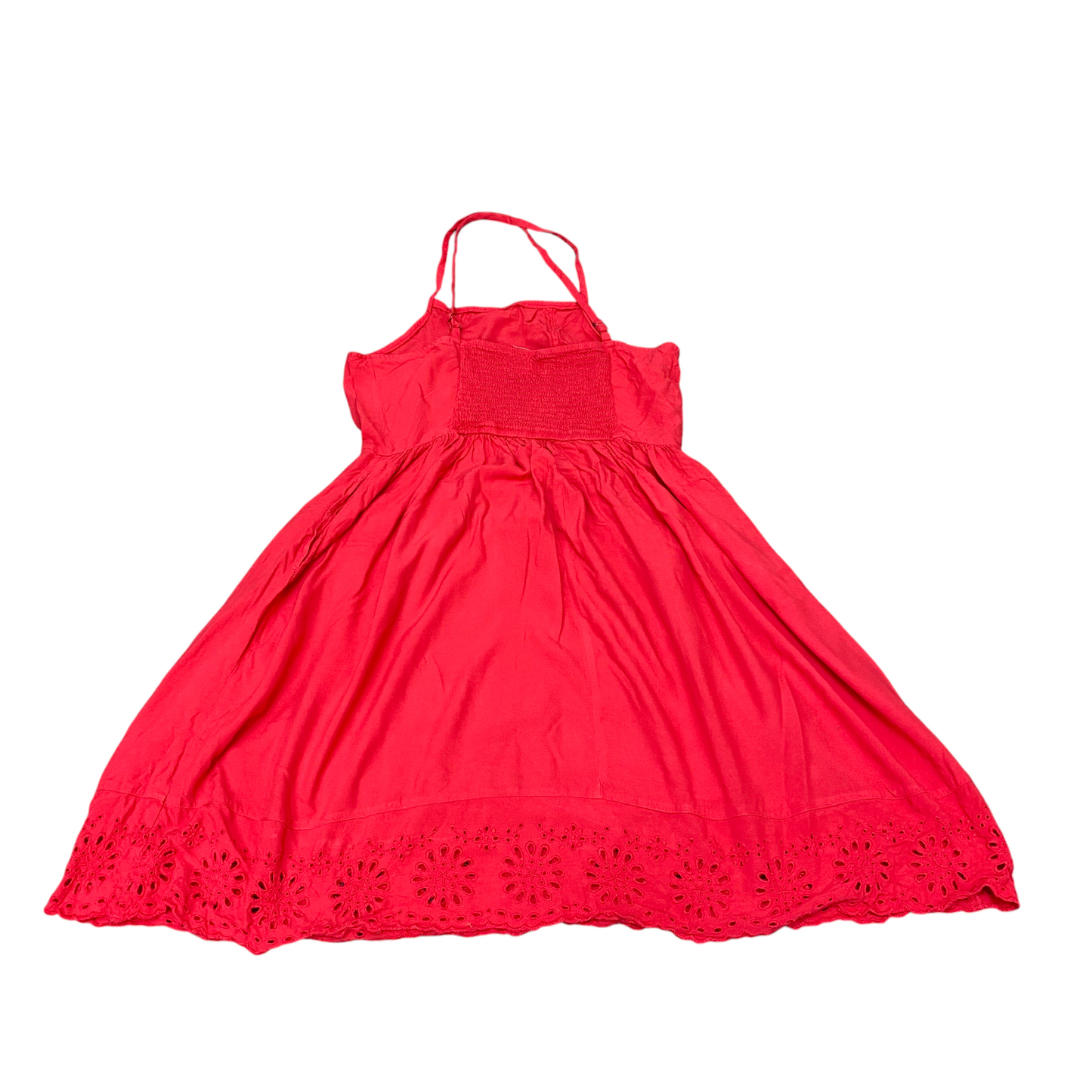 A Line Dress Womens S Red Scalloped Hem Eyelet Halter Neck Spaghetti Straps
