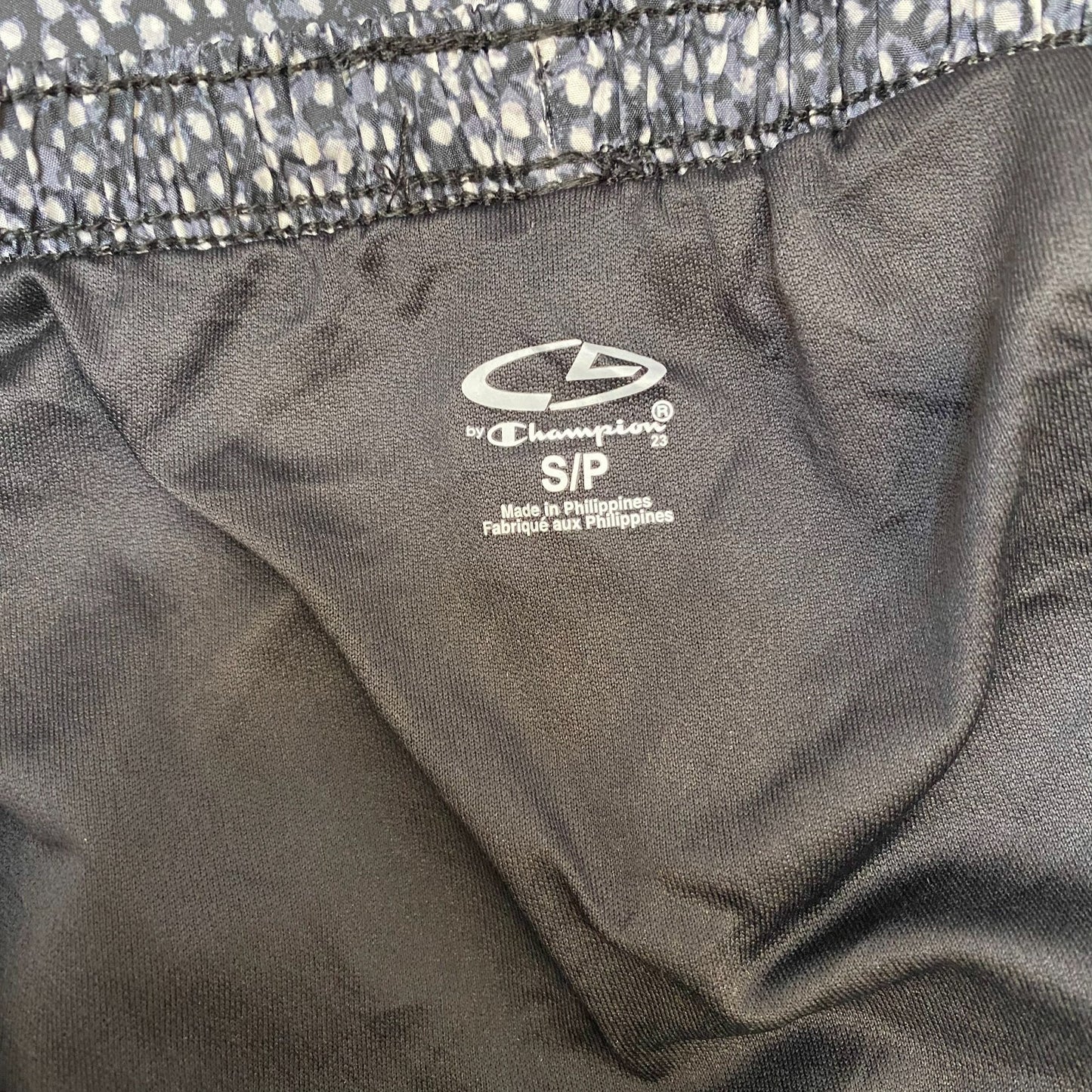 Running Sprinter Shorts Womens Small Black White Lined Printed Drawstring Waist