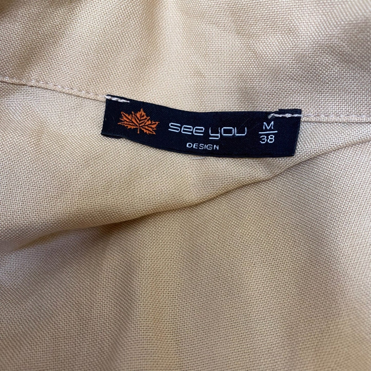 See You Trench Coat Womens M Cream Notch Collar Long Sleeve Button Front Outdoor