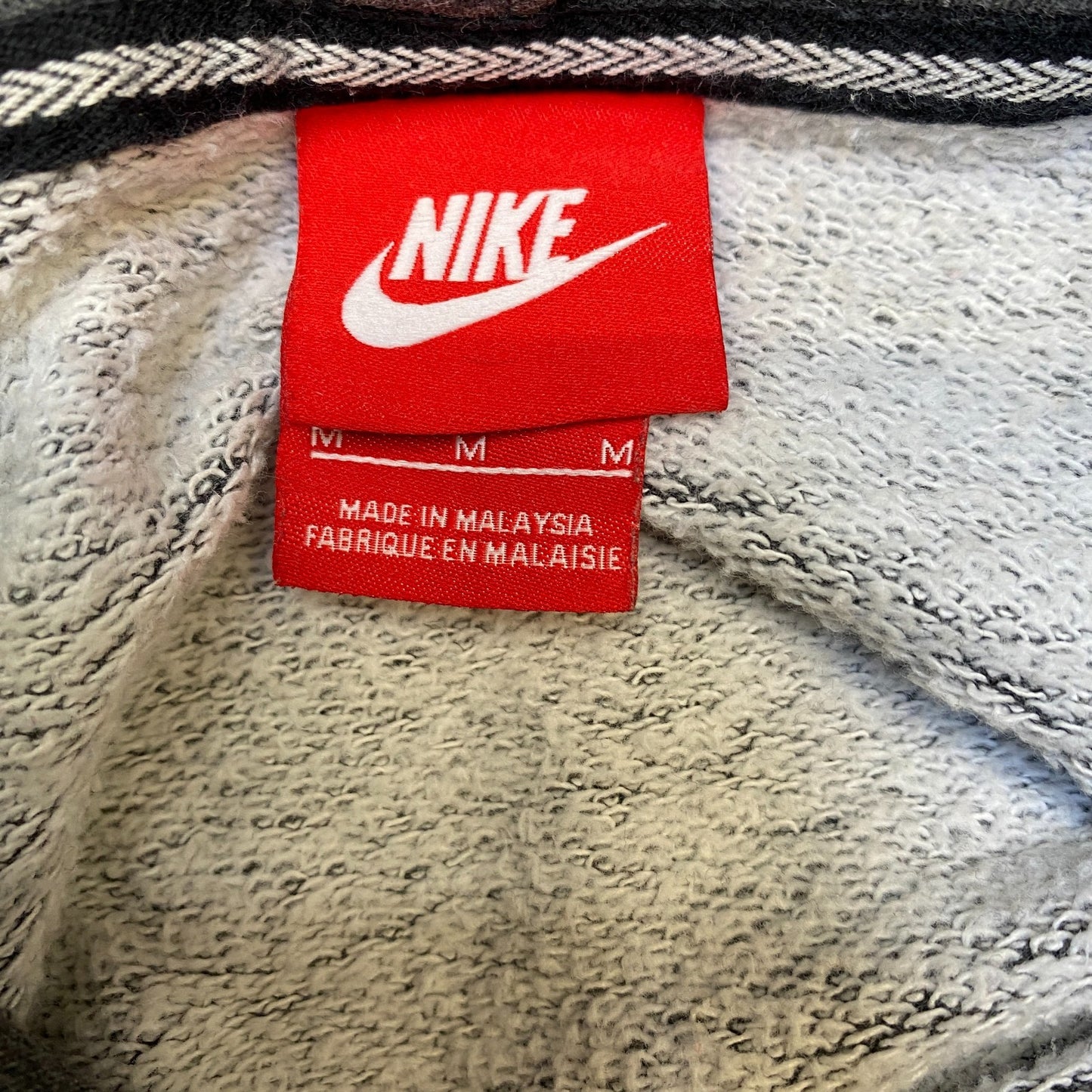Nike Hoodie Womens M Grey Heather Swoosh Logo Graphic Print Drawstring Pullover