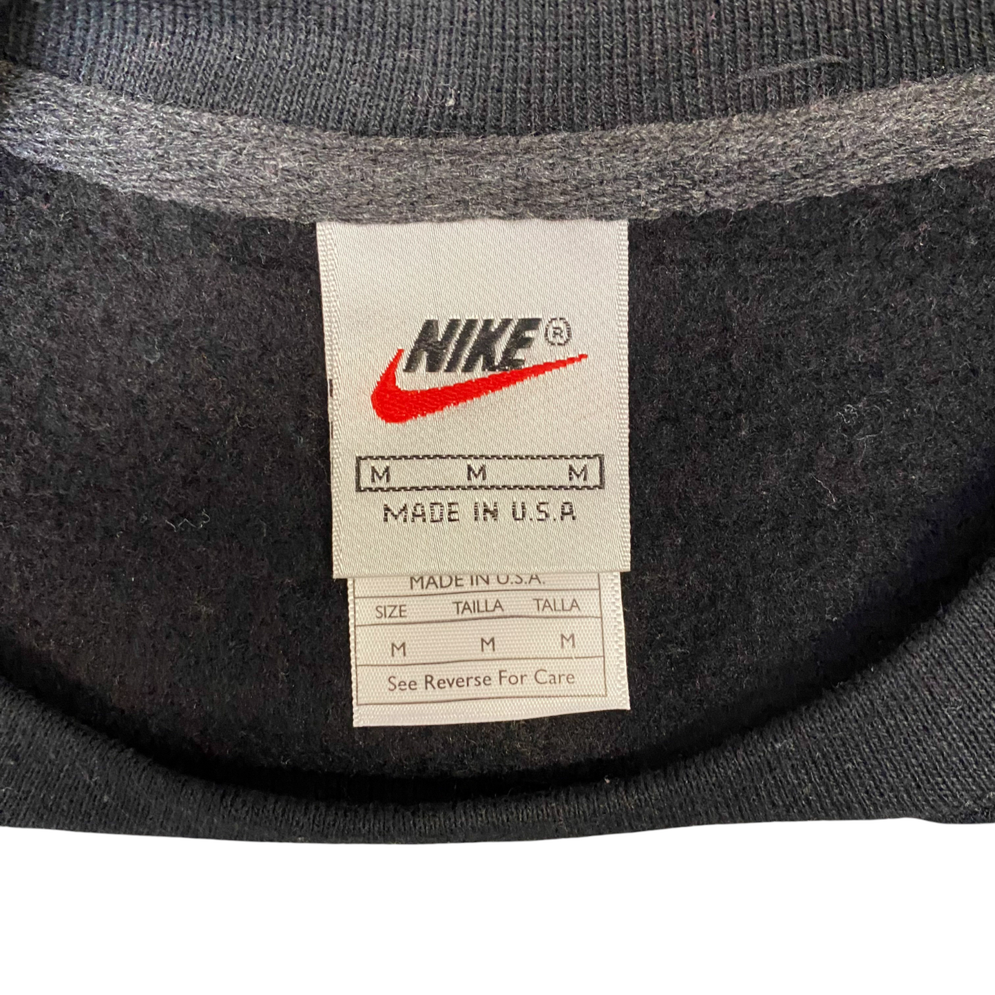 Nike Reworked Sweatshirt Mens M Black Pink Embroidered Spellout Logo Vintage Y2K