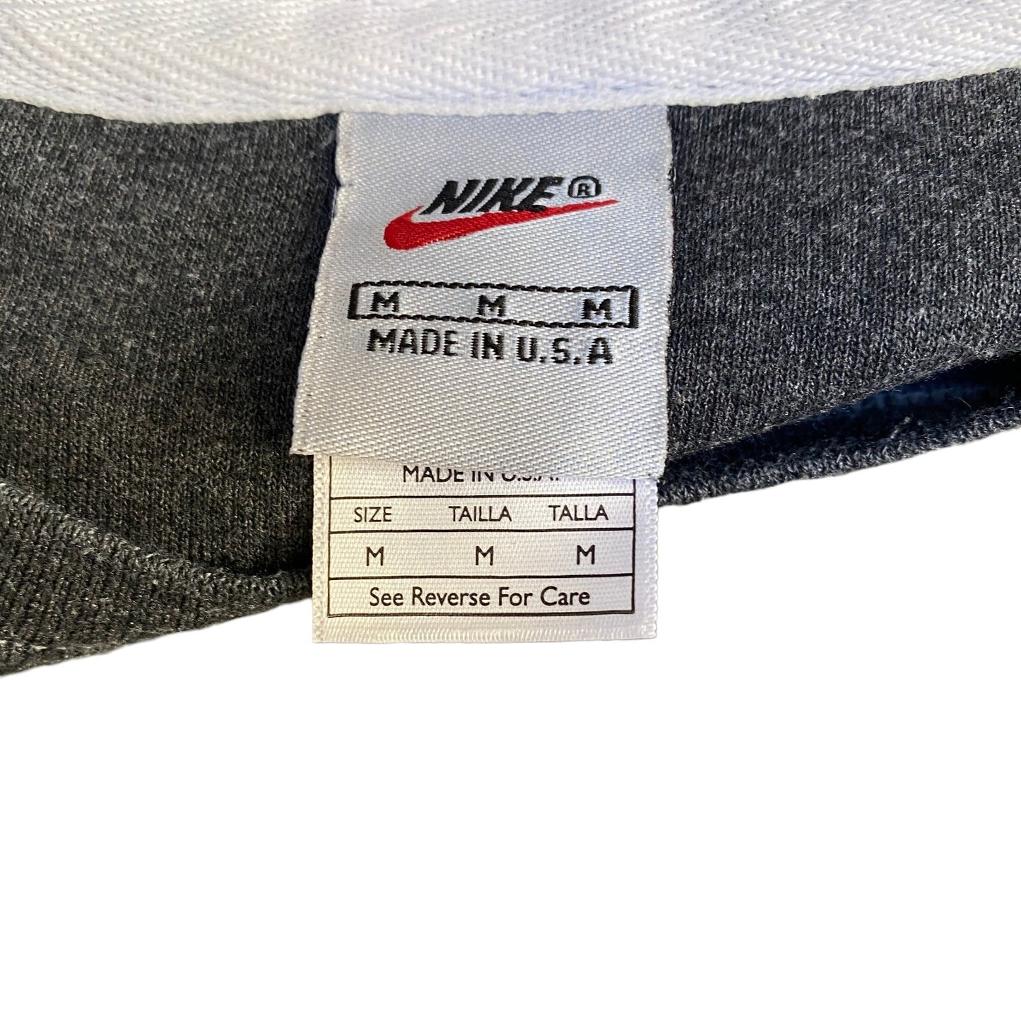 Nike Reworked Sweatshirt Mens M Ivory Grey Embroidered Spellout Logo Vintage Y2K