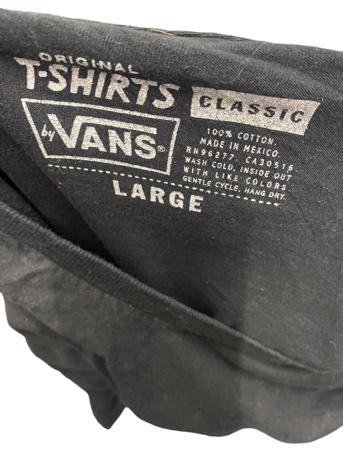 Vans Original T-Shirt Women's Large Black 100% Cotton Crew Neck Pullover Classic