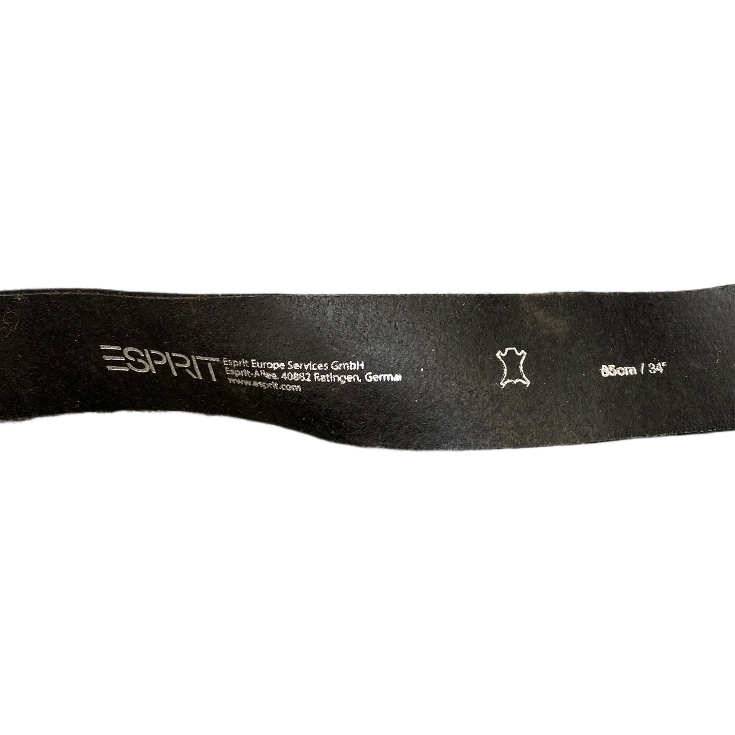 Esprit Waist Belt Mens Black Leather Adjustable Silver Pin Buckle 37 inches