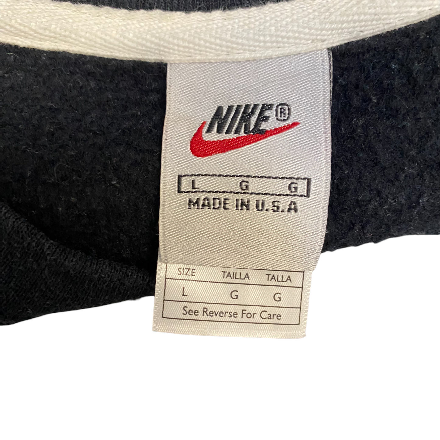 Nike Reworked Sweatshirt Mens Large Black Grey Embroidered Spellout Logo Vtg Y2K