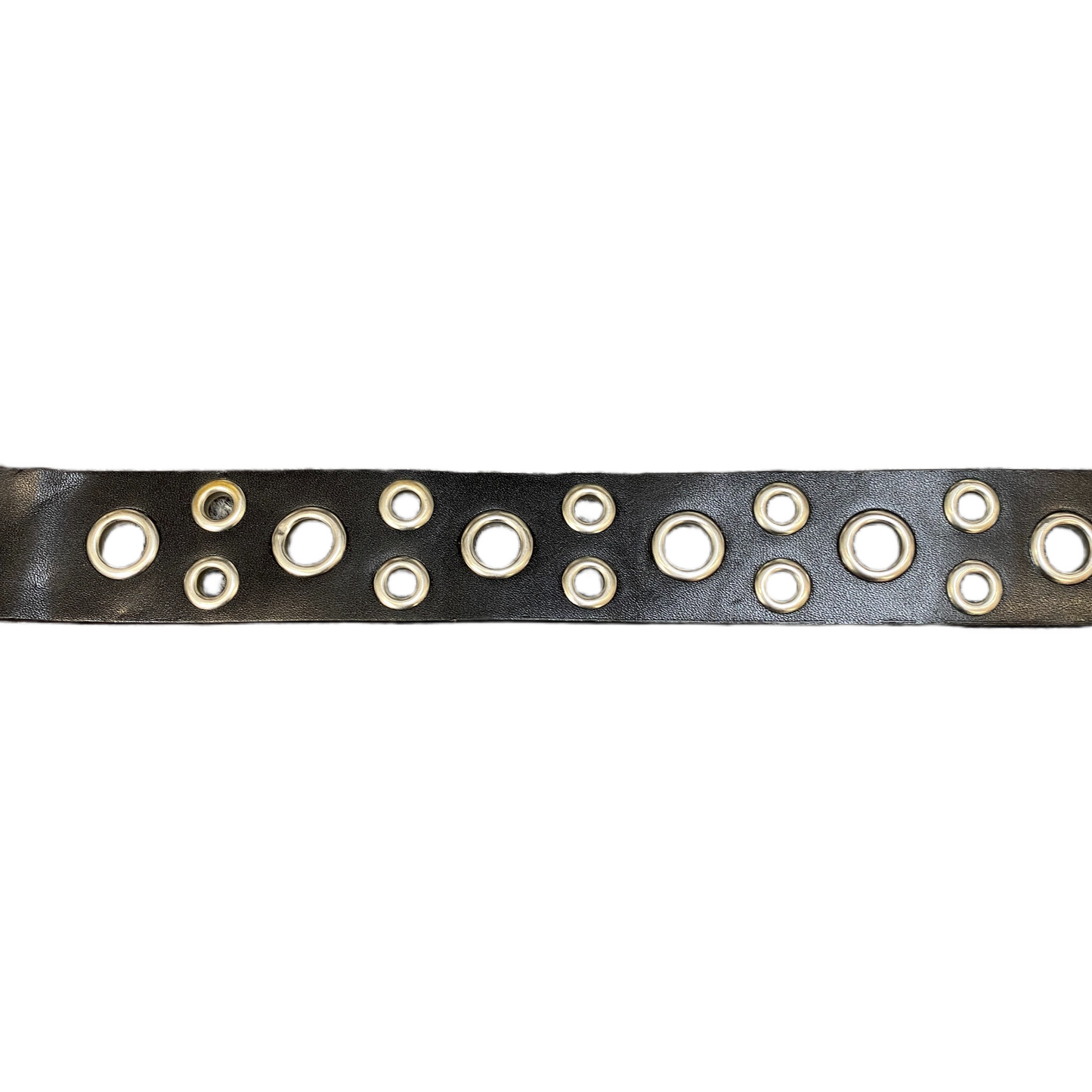 Tally Weijl Waist Belt Womens Black Leather Hole Eyelet Silver Buckle 40 inches