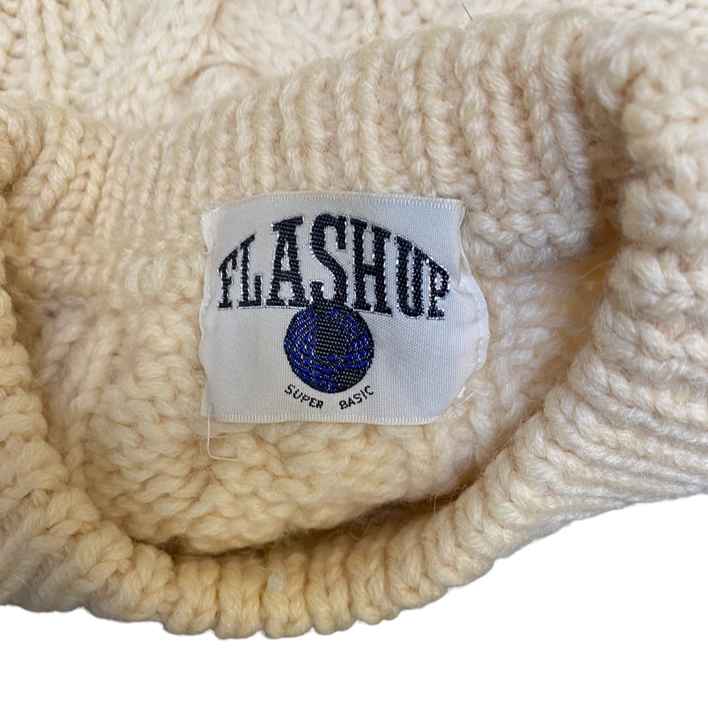 Flashup Super Basic Jumper Womens Medium Cream Cable Knit Long Sleeve Crewneck