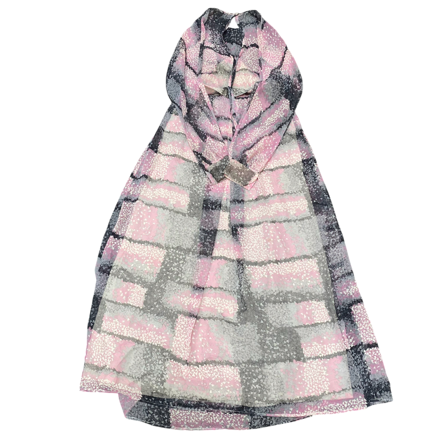 Womens Long Maxi Dress S Pink Geometric Long Sleeve Round Hem Pullover Outdoor