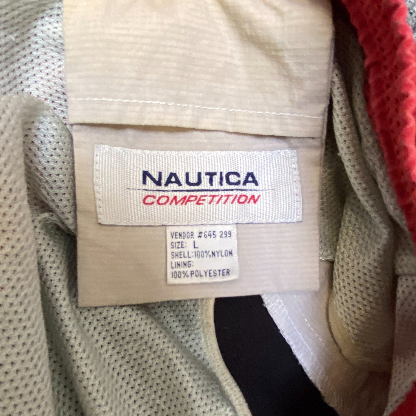 Nautica Competition Swim Trunks Shorts Men Large Black Red Mesh Lined Drawstring