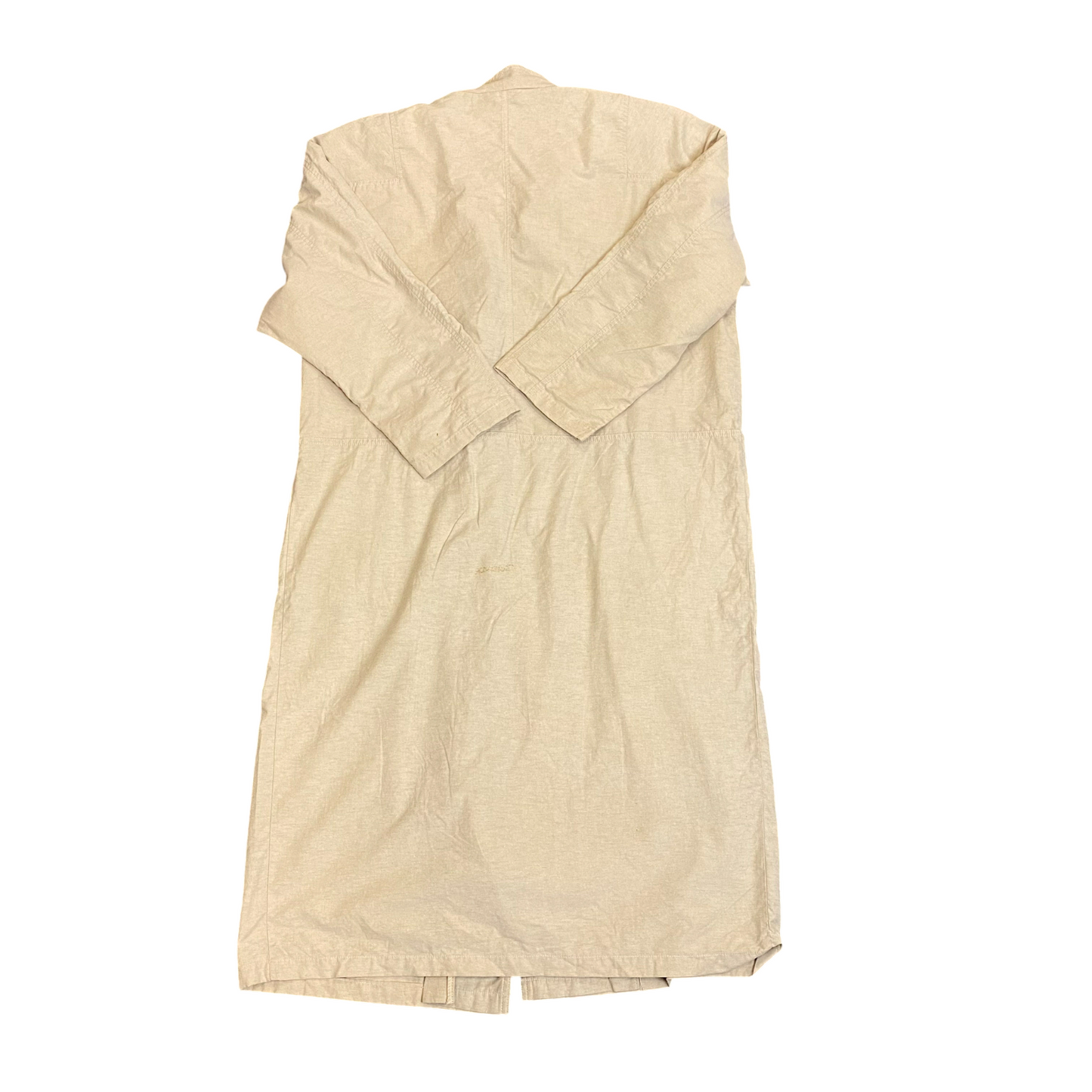 Trench Coat Womens L Cream Pockets Long Sleeve Notch Button Front Outdoor