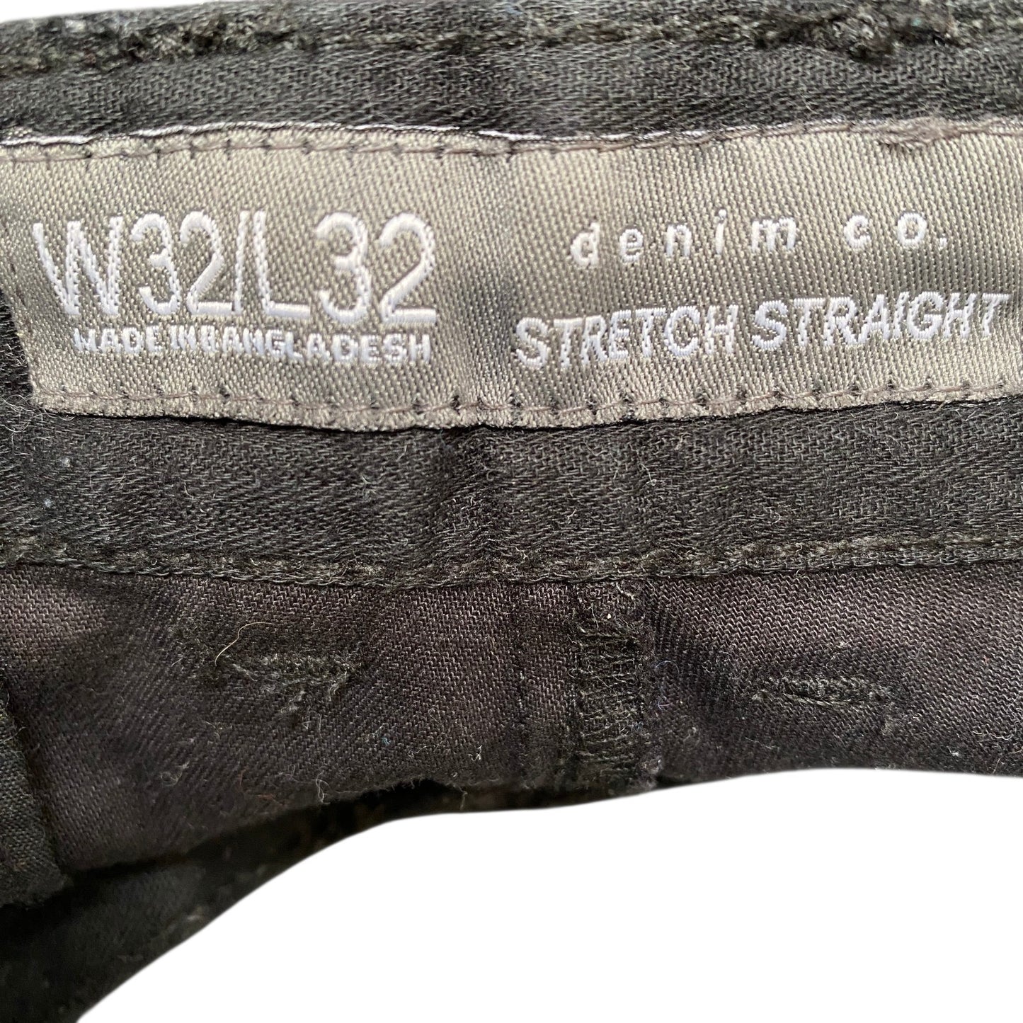 Denim Co. Jeans Fits as Men 33" Waist Black Denim Stretch Dark Wash Straight Leg