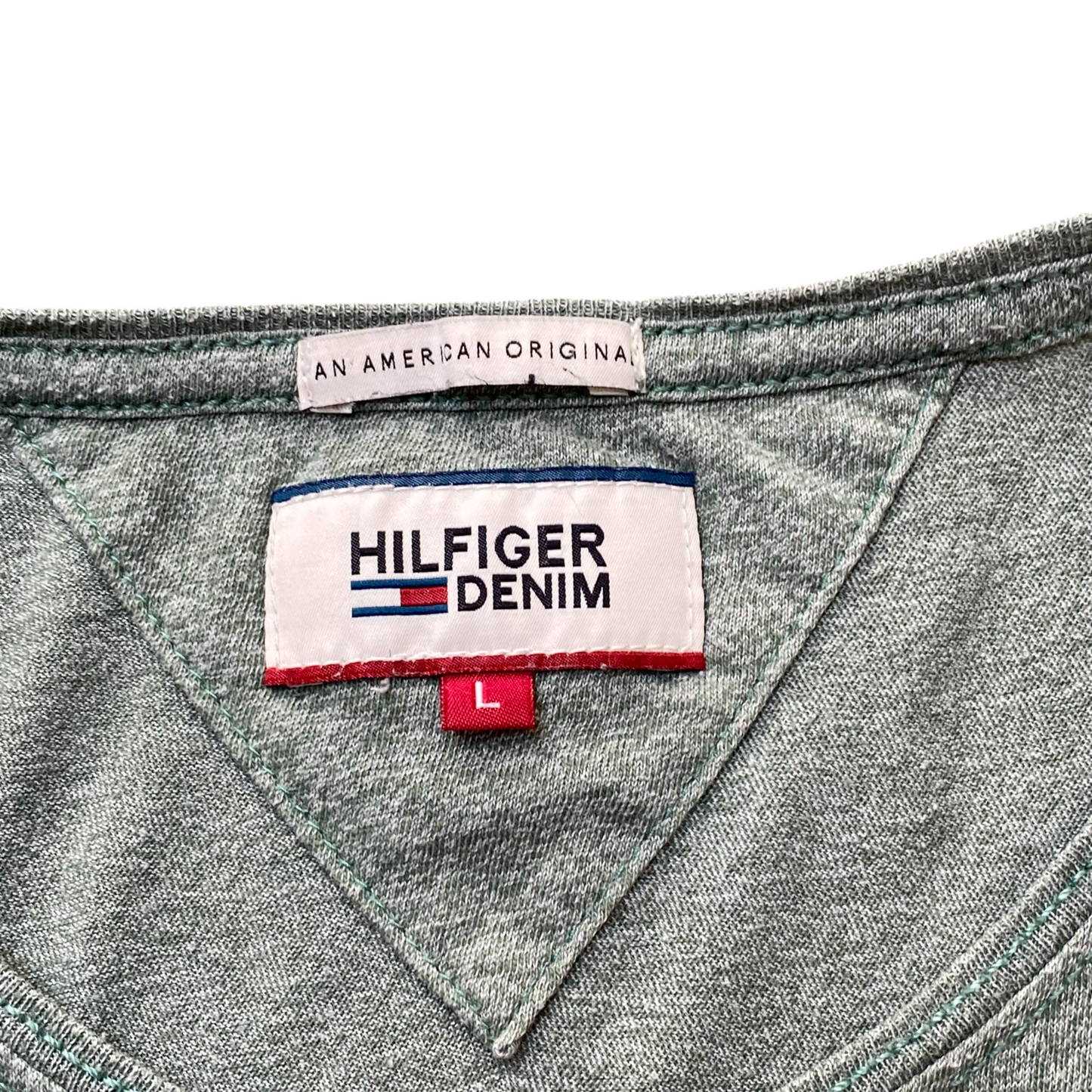 Hilfiger Denim T-Shirt Womens Large Green Crew Neck Short Sleeve Tee
