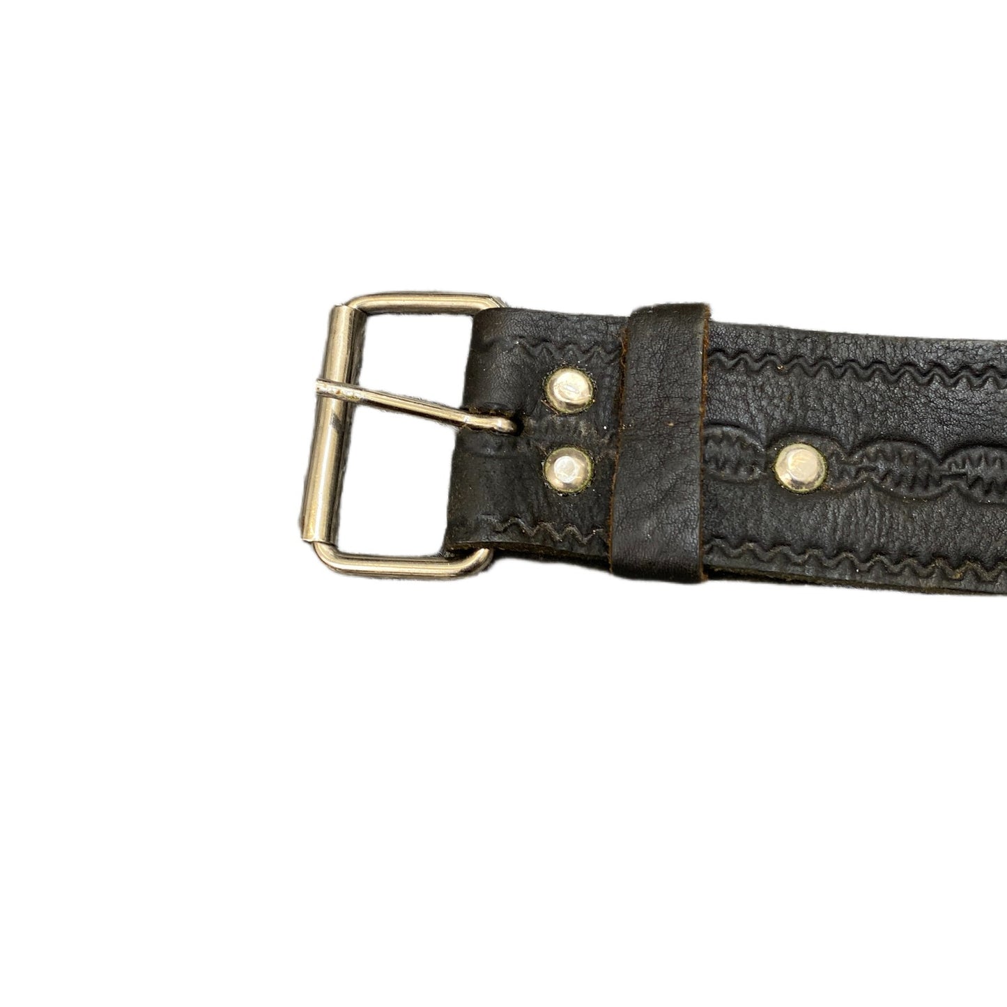 Western Belt Mens Black Leather Adjustable Silver Roller Pin Buckle 35.5 Inches