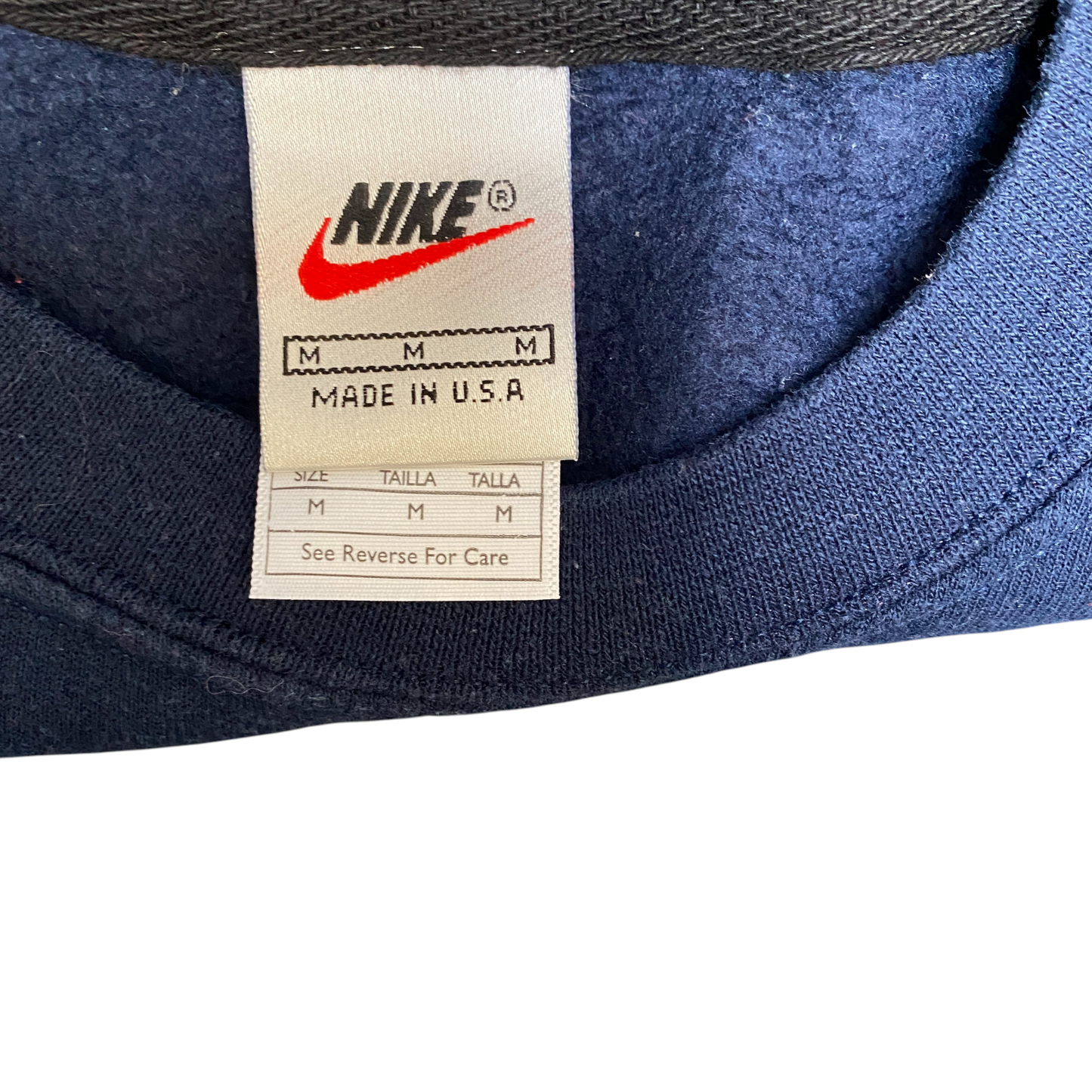 Nike Reworked Sweatshirt Mens M Navy Blue Embroidered Spellout Logo Vintage Y2K
