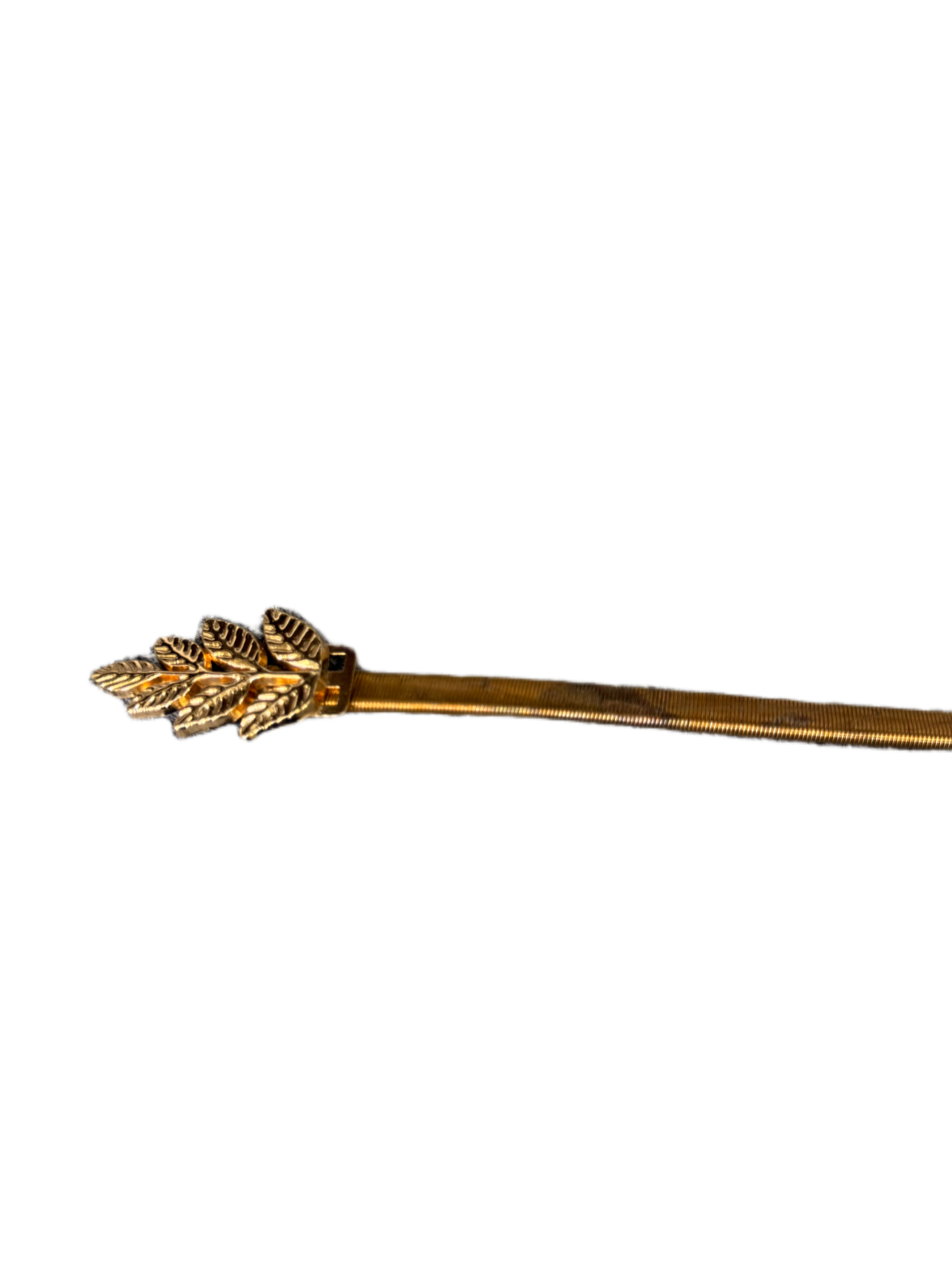 Vintage Women Gold Tone Metal Spring Belt Leaf Buckle Boho Cinch Chain 38 inches