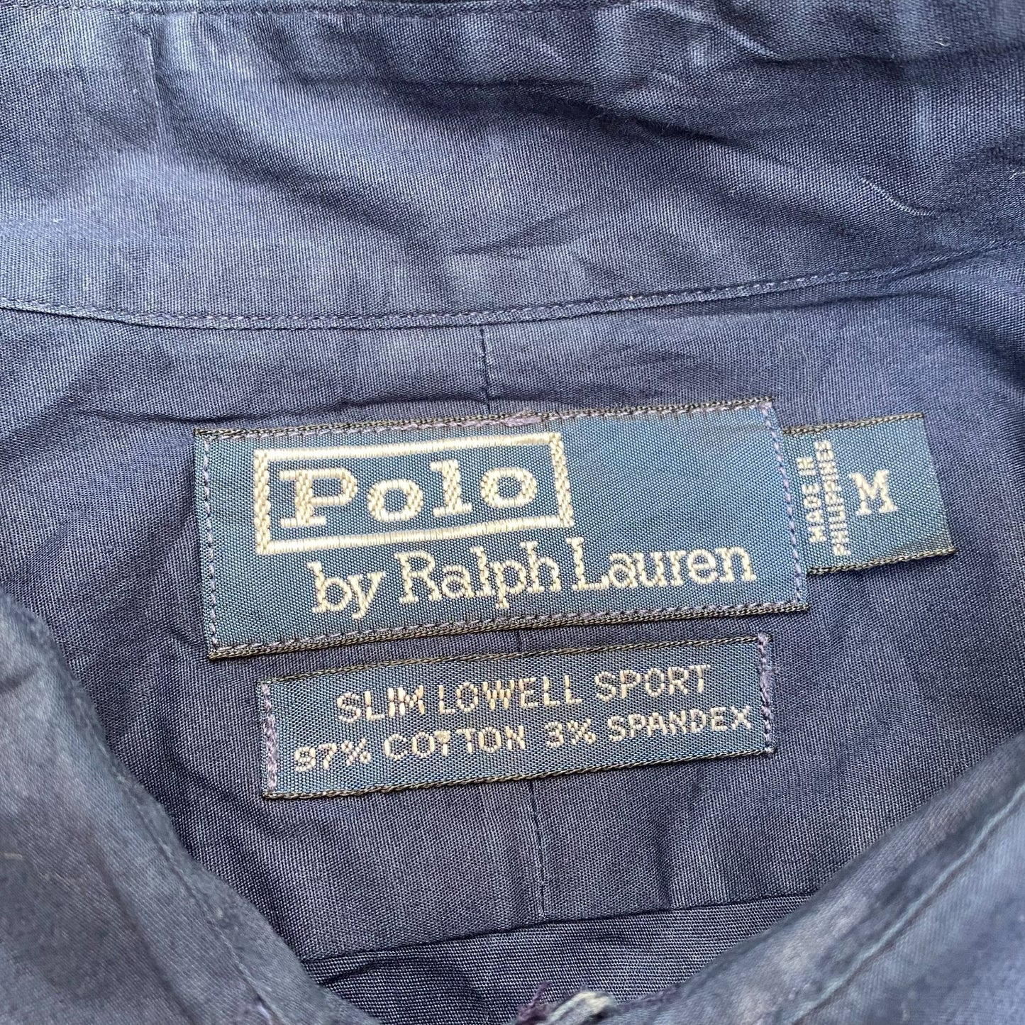 Ralph Lauren Button-Up Shirt Mens Medium Navy Slim Lowell Sport Collar Pony Logo