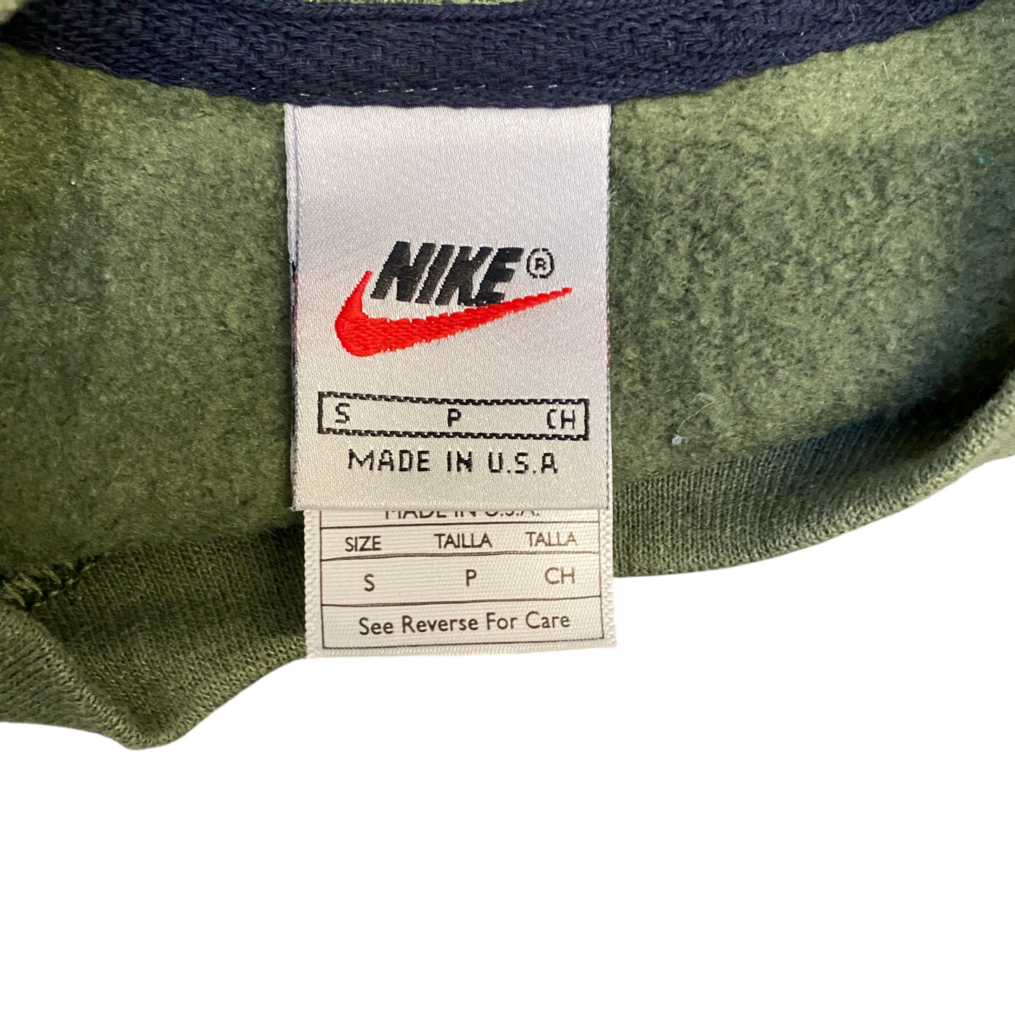 Nike Reworked Sweatshirt Mens S Navy Green Embroidered Spellout Logo Vintage Y2K