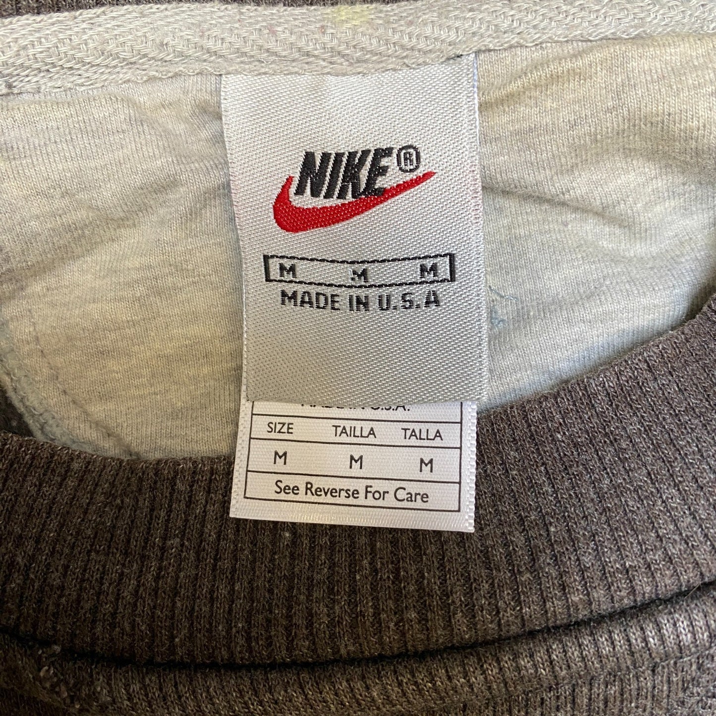 Nike Reworked Sweatshirt Men M Black Brown Embroidered Spellout Logo Vintage Y2K