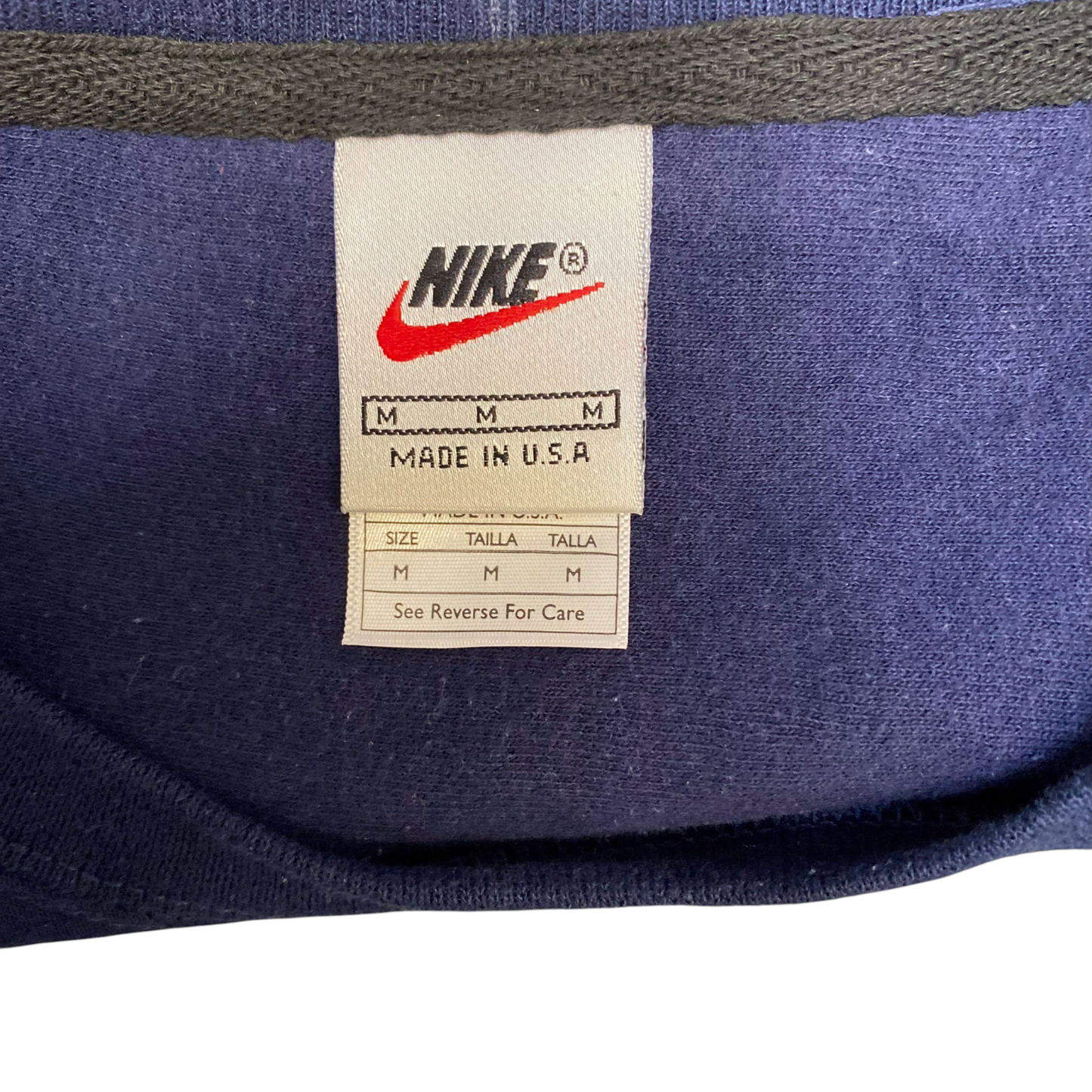 Nike Reworked Sweatshirt Mens Medium Blue Embroidered Spellout Logo Vintage Y2K