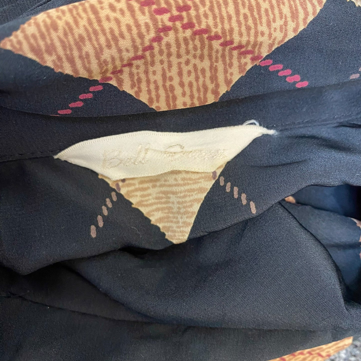 Bell Guess Shirt Top Womens L Black Brown Argyle Diamond Long Sleeve Button Down