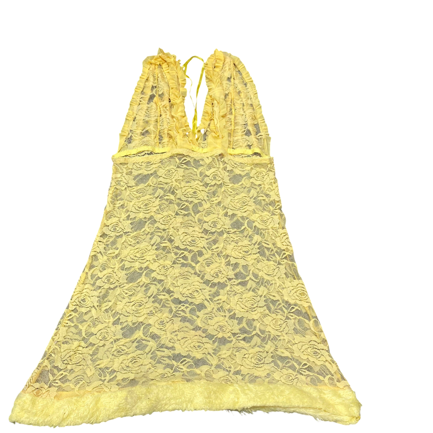 Lingerie Womens S Yellow Lace Floral Babydoll Ruffle Halter Neck Pullover