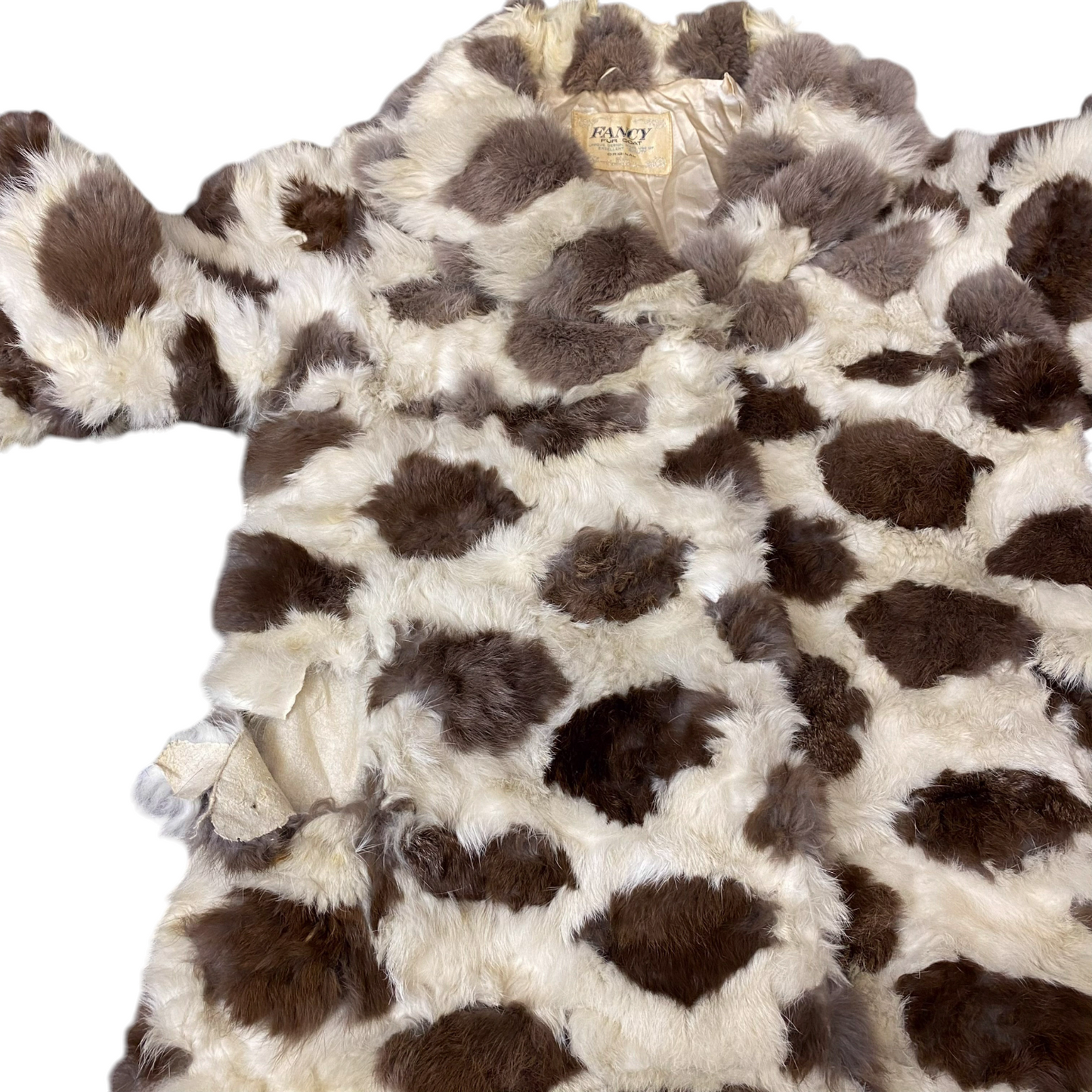 Fancy Fur Coat Womens Medium Brown Beige Fully Lined Cozy Warm Winter Collared