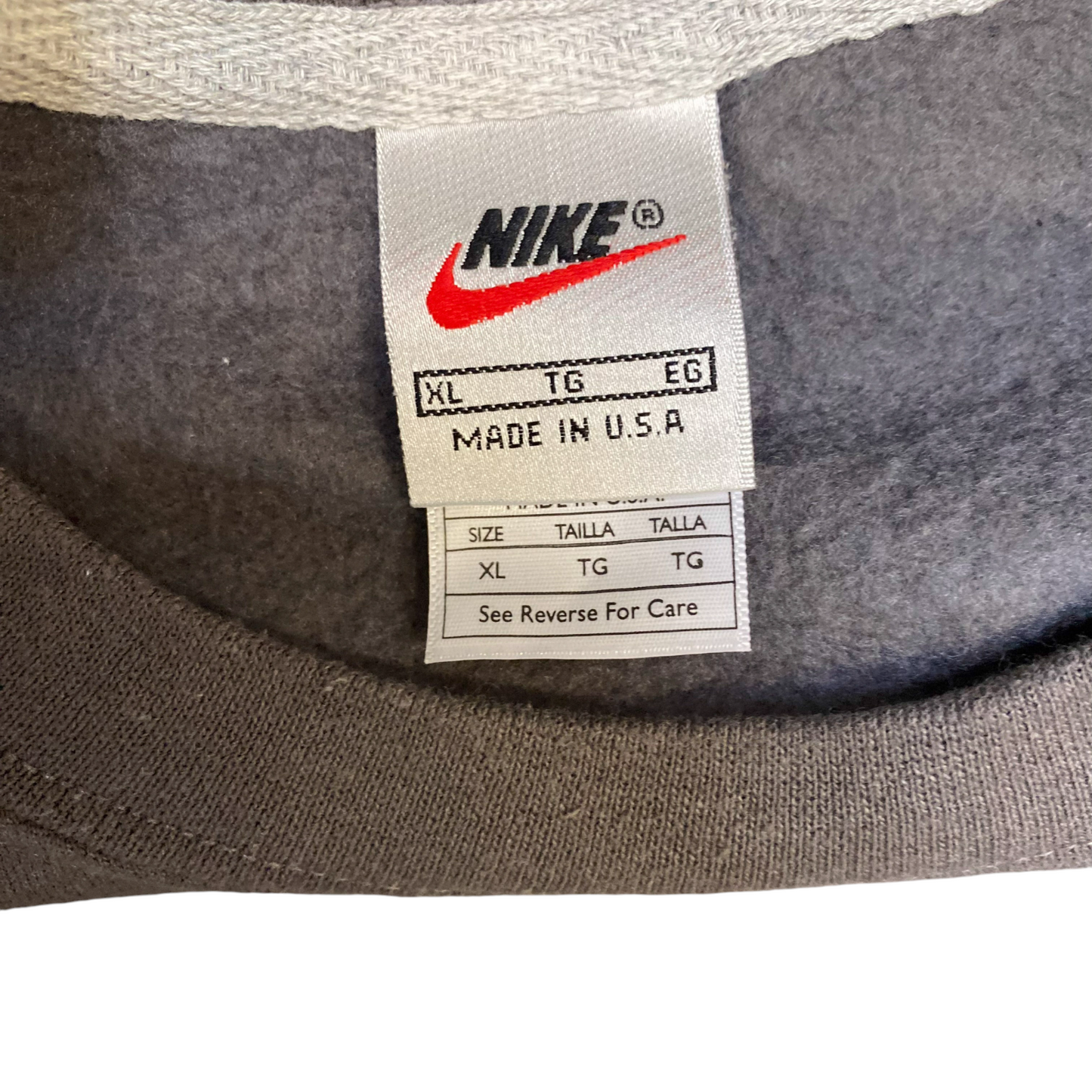 Nike Reworked Sweatshirt Men XL Grey Black Embroidered Spellout Logo Vintage Y2K