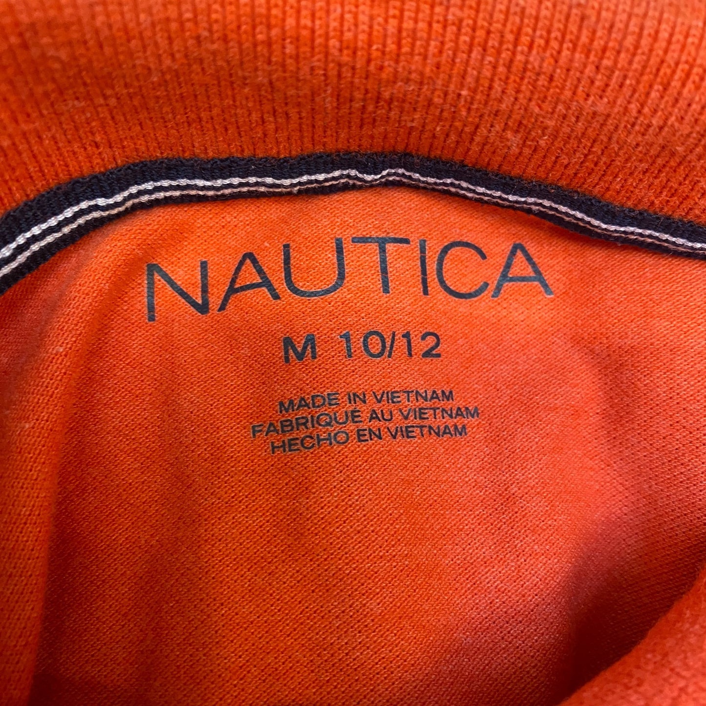 Nautica Polo Shirt Boys Medium Orange Stretch Golf Performance Logo Slit Popover
