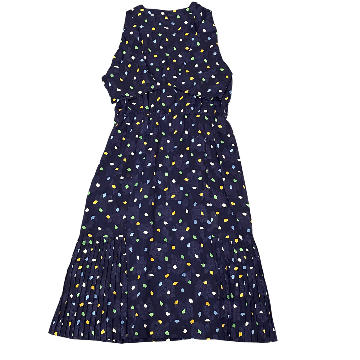 Womens Maxi Dress S Blue Floral Pleated Short Sleeve Square Neck Button Front