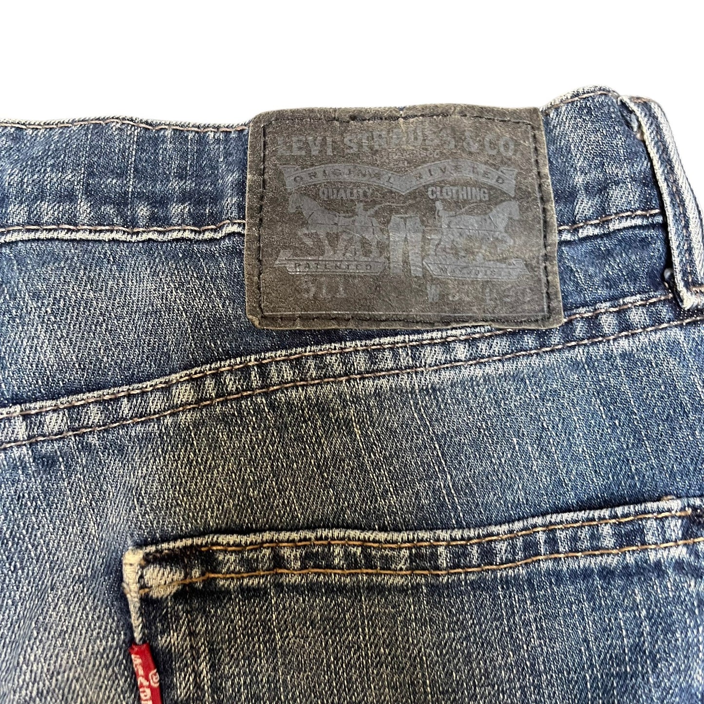 Levi's 511 Jean Shorts Fits as Men S 30" Waist Blue Medium Wash Slim Fit Red Tab