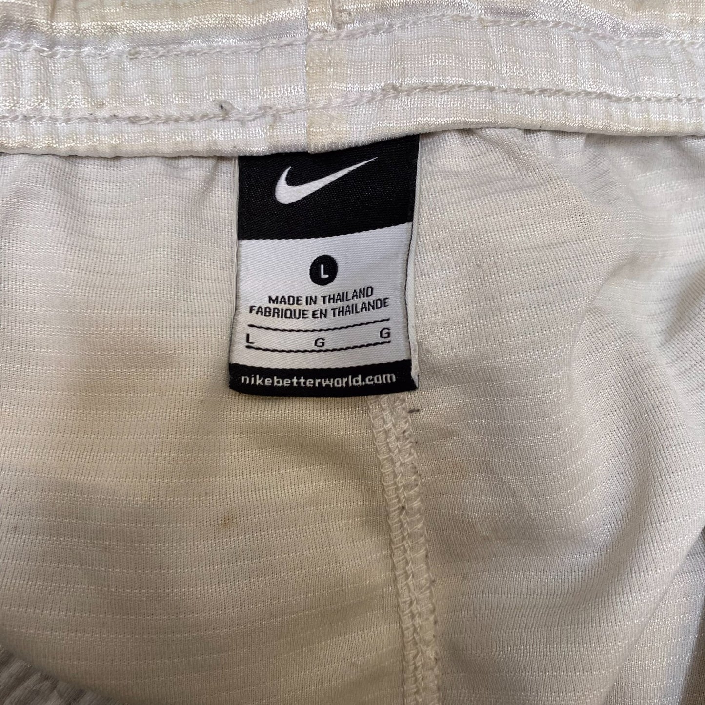 Nike Basketball Shorts Men Large White Dri Fit Athletic Workout Embroidered Logo