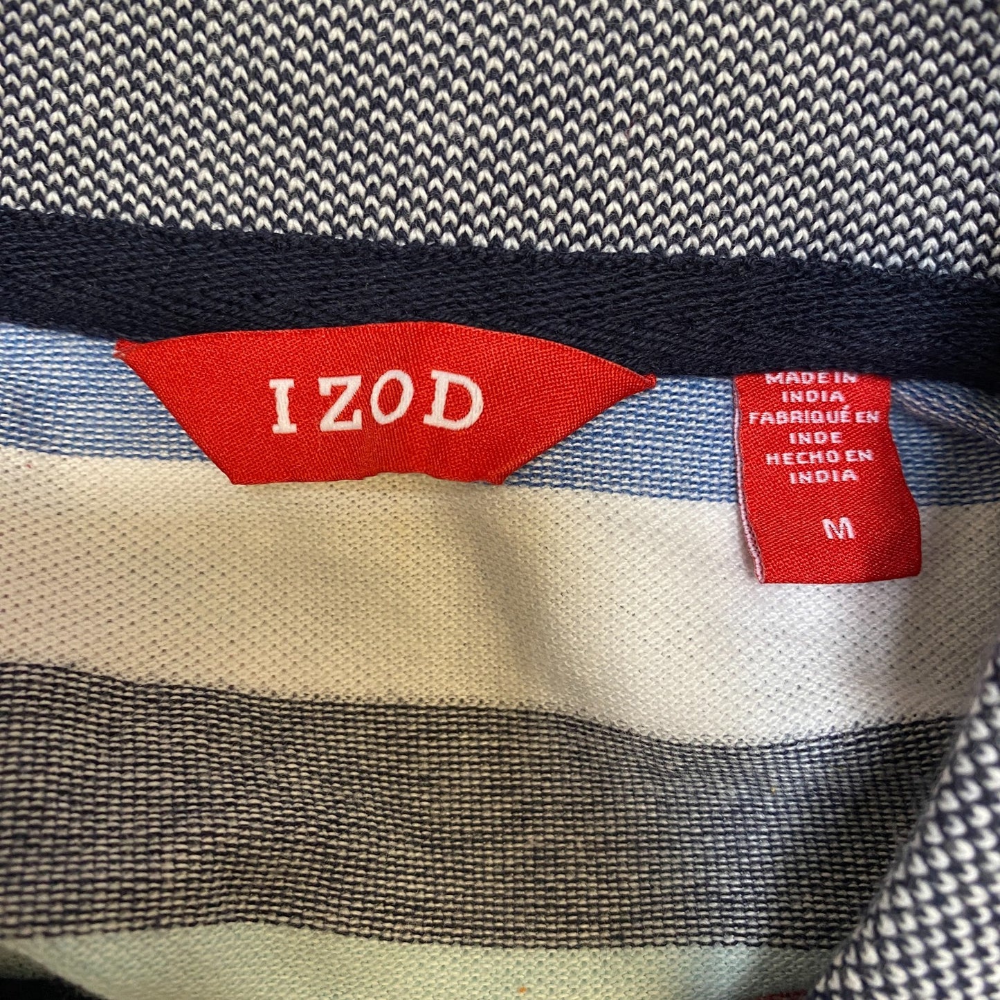 Izod Advantage Polo Shirt Mens Medium Multi Striped Golf Performance Popover