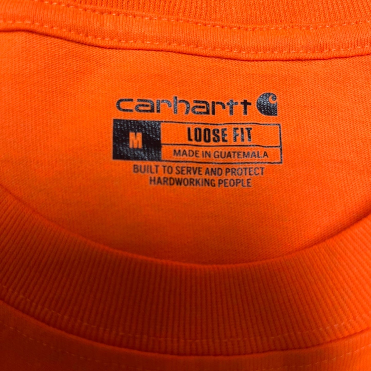 Carhartt SewerAI Pocket T-Shirt Mens Medium Orange Graphic Logo Loose Fit Tee