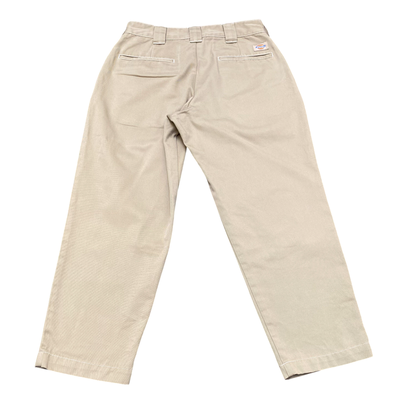 Dickies Trousers Mens Small Beige Pletaed Relaxed Fit Slash Pockets Workwear