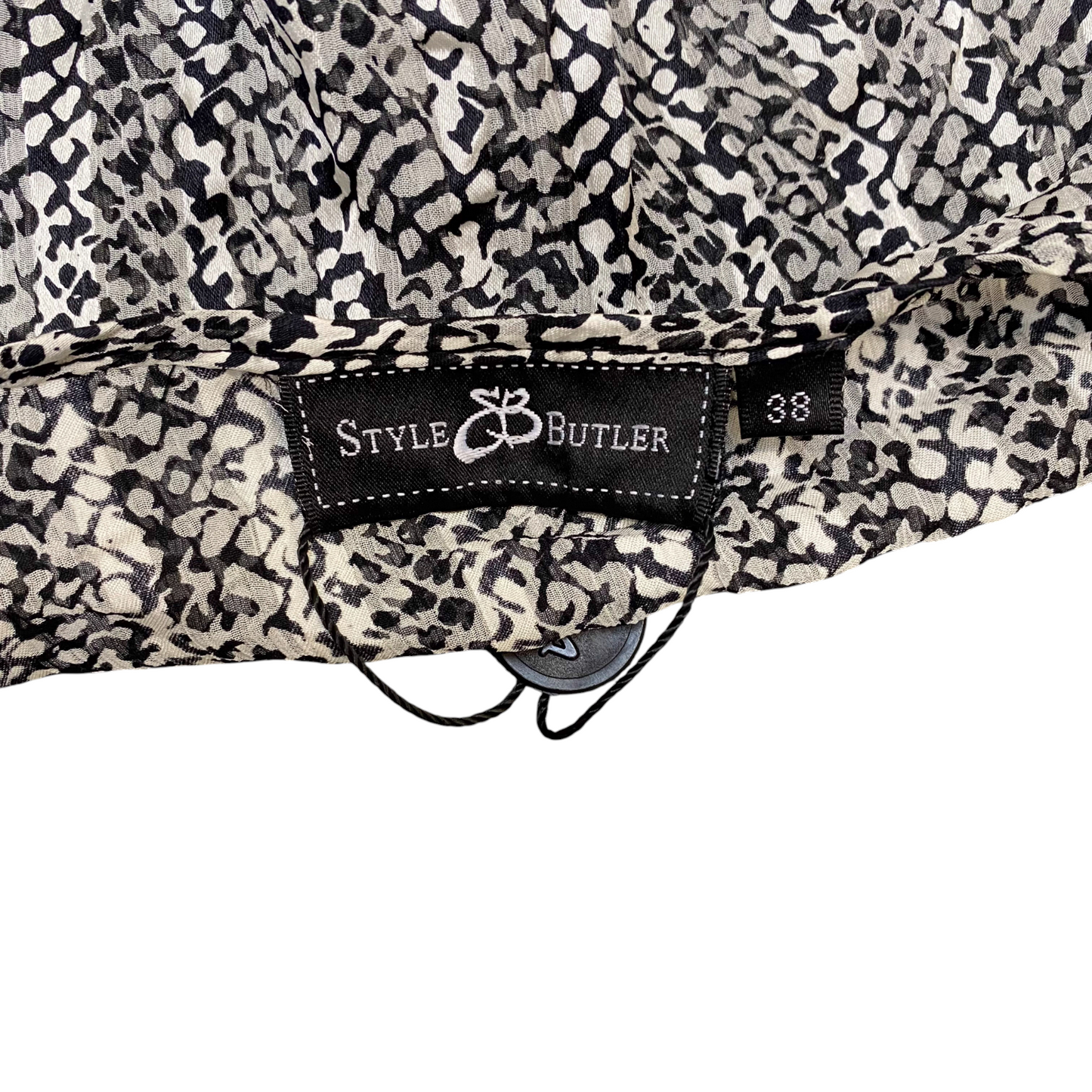 Style Butler A-Line Short Dress Womens S Black White Geo Print Long Sleeve