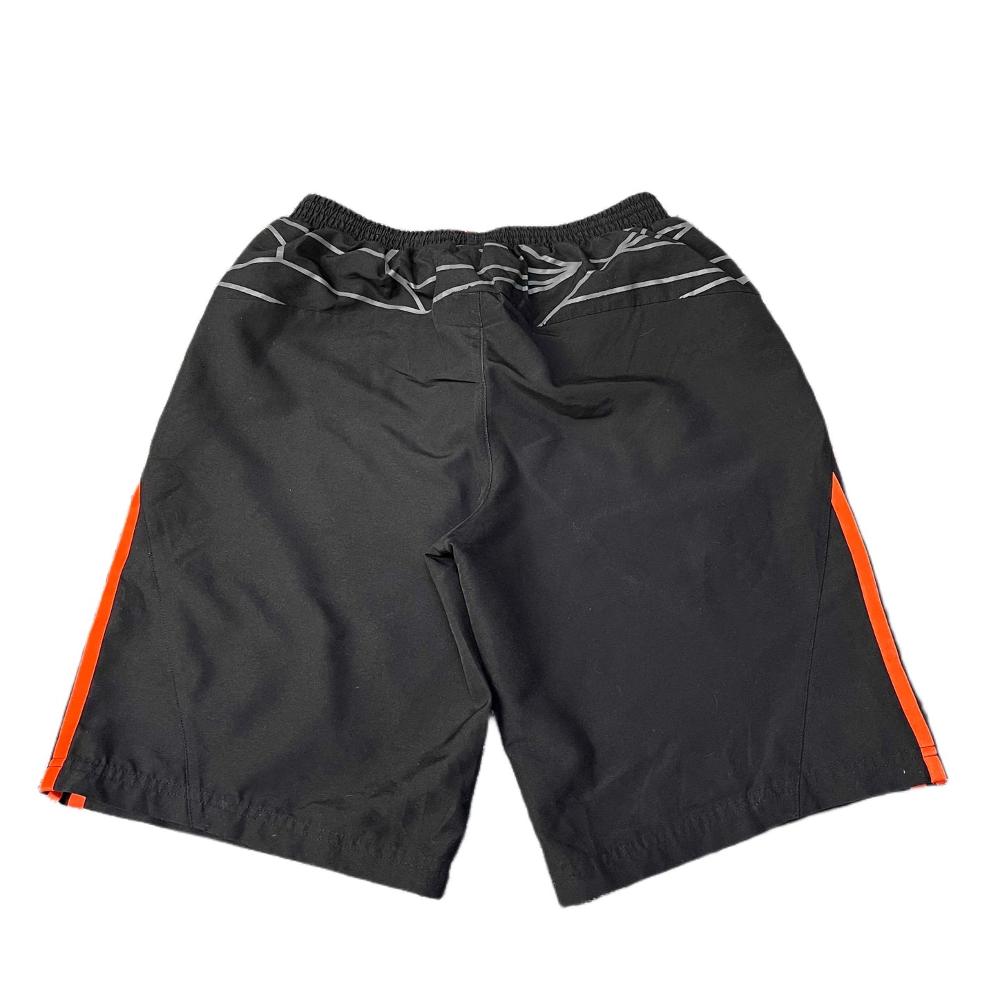 Adidas F50 Athletic Shorts Boys XS 24" Waist Black Orange 3-Stripes Mesh Lined