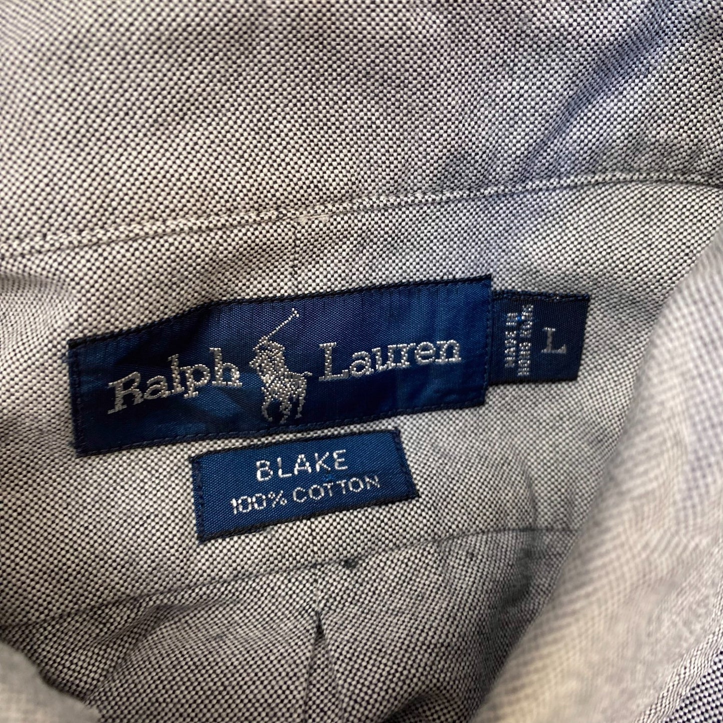 Ralph Lauren Shirt Mens L Blue Blake Short Sleeve Brown Pony Logo Button Down