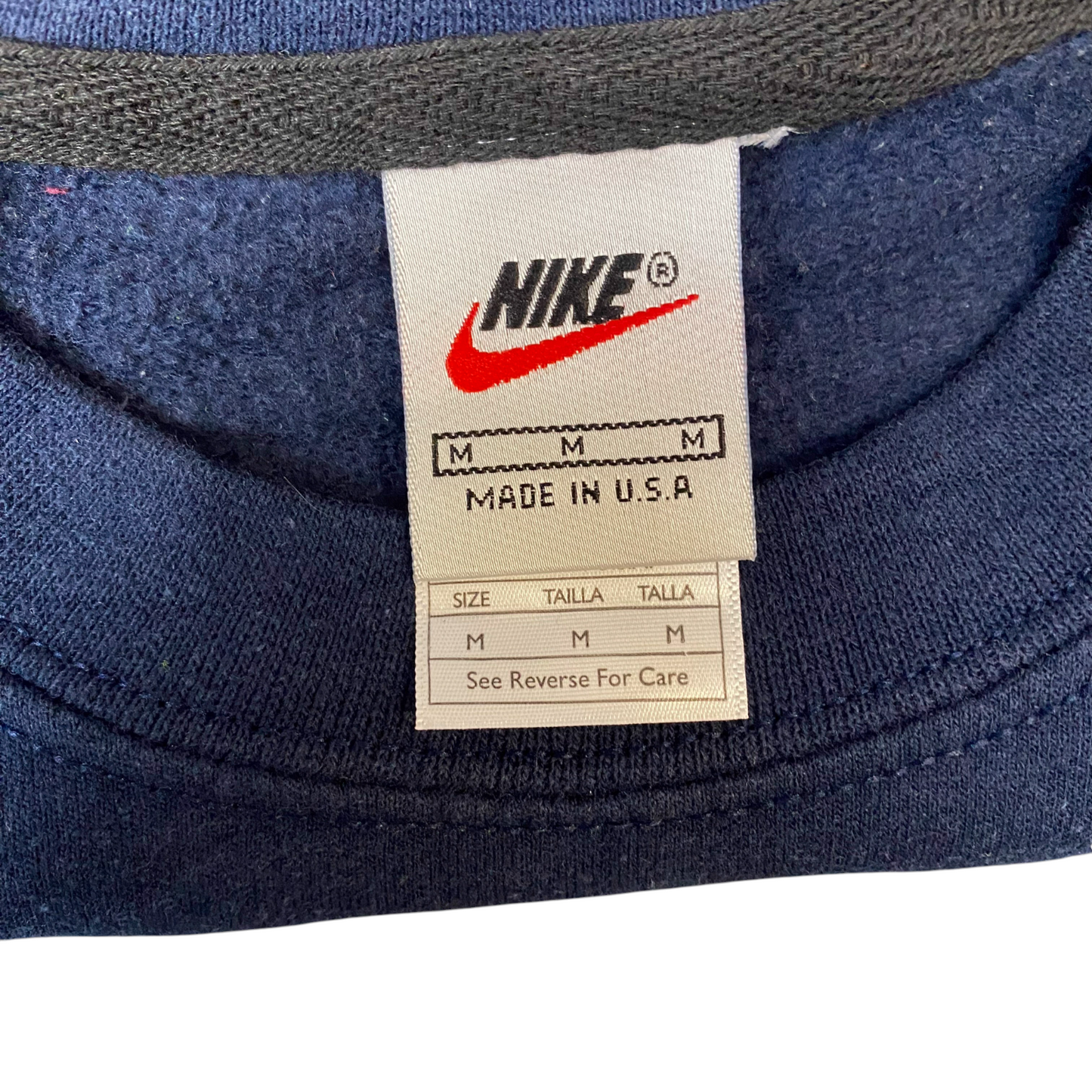 Nike Reworked Sweatshirt Mens M Blue Pink Embroidered Spellout Logo Vintage Y2K