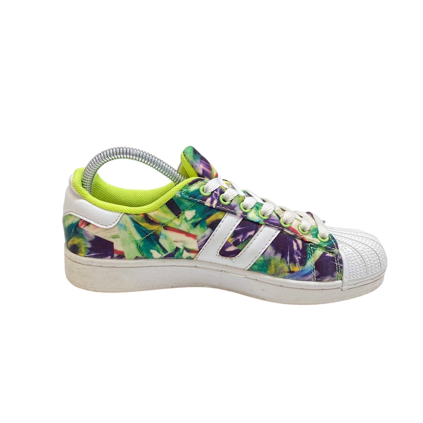 Women's Athletic Sneakers White Green Floral Print Comfortable Casual Lace Up