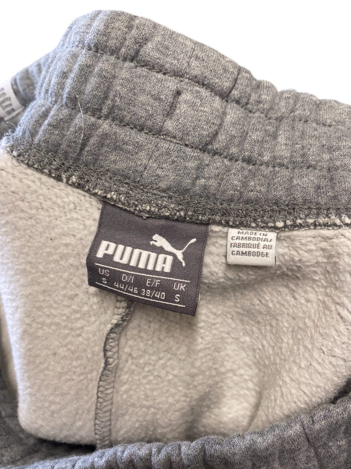 PUMA Joggers Mens S Grey Fleece Lined Straight Leg Elastic Waist Drawstring