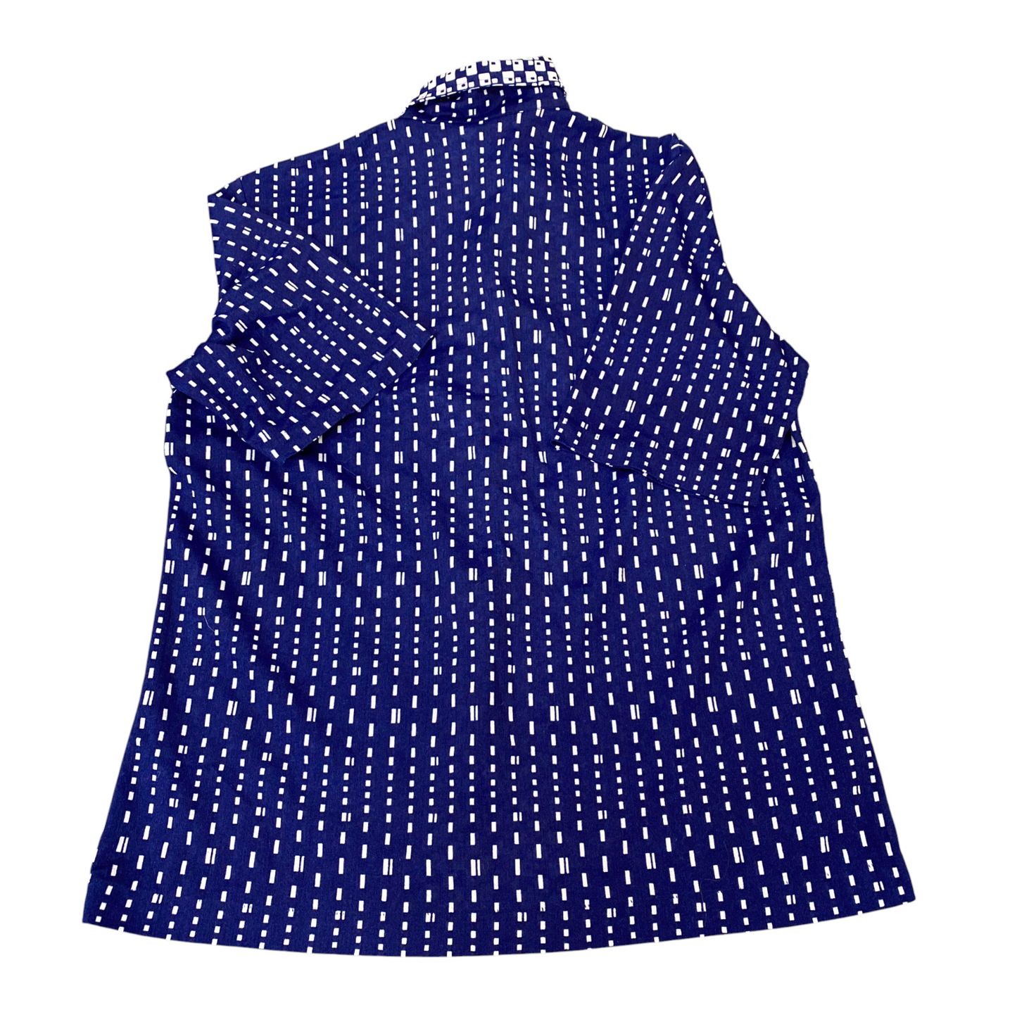 Womens Shirt Top M Blue Polka Dot Short Sleeve Collared Button Down Outdoor