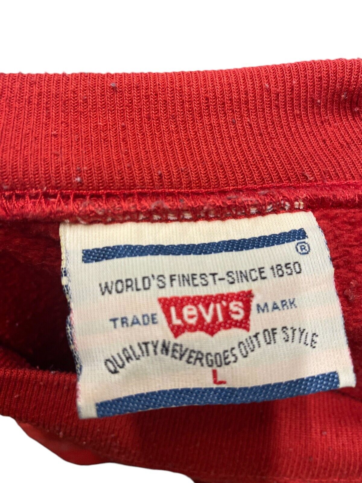 Levi's Sweatshirt Women's L Red Raglan Sleeve Crew Neck Fleece Lined Pullover