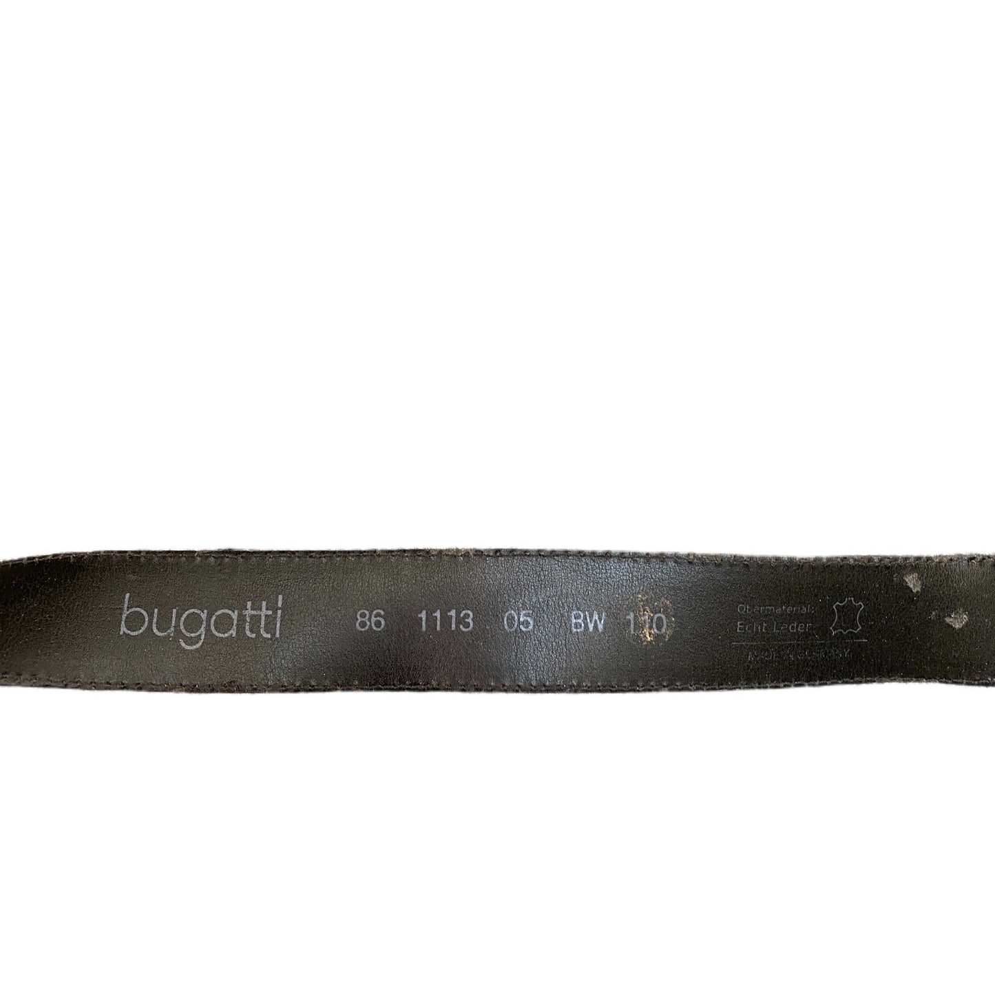 Bugatti Waist Belt Mens Black Leather Adjustable Silver Pin Buckle 34 Inches