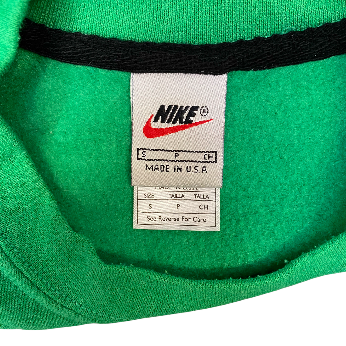 Nike Reworked Sweatshirt Mens S Green Black Embroidered Spellout Logo Vtg Y2K