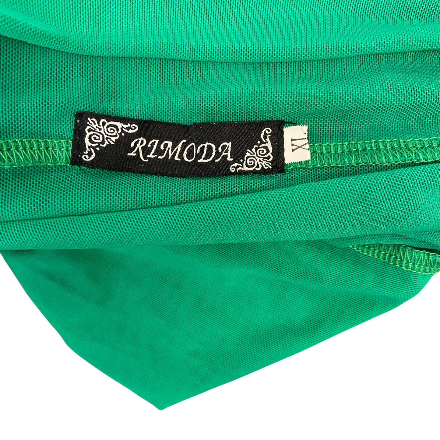 Rimoda Cropped Top Womens XL Green Mesh Boat Neck Casual Long Sleeve Pullover