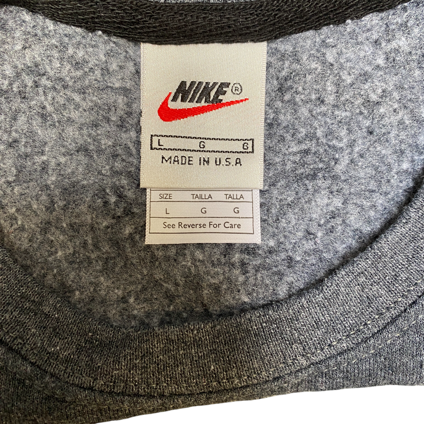 Nike Reworked Sweatshirt Mens L Grey Green Embroidered Spellout Logo Vintage Y2K