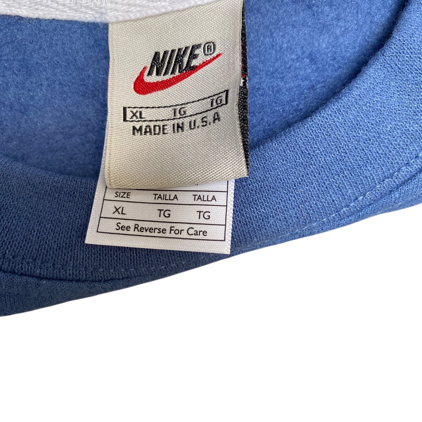 Nike Reworked Sweatshirt Men XL Black Blue Embroidered Spellout Logo Vintage Y2K