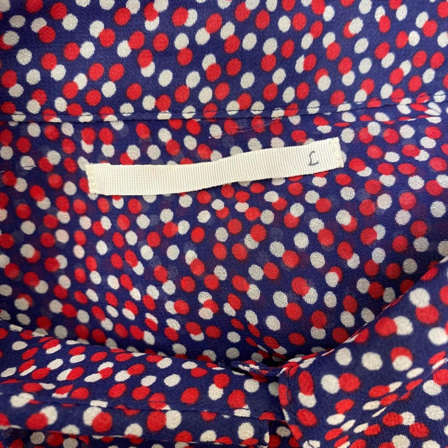 Shirt Top Womens L Multi Polka Dot Long Sleeve Collared Button Down Outdoor